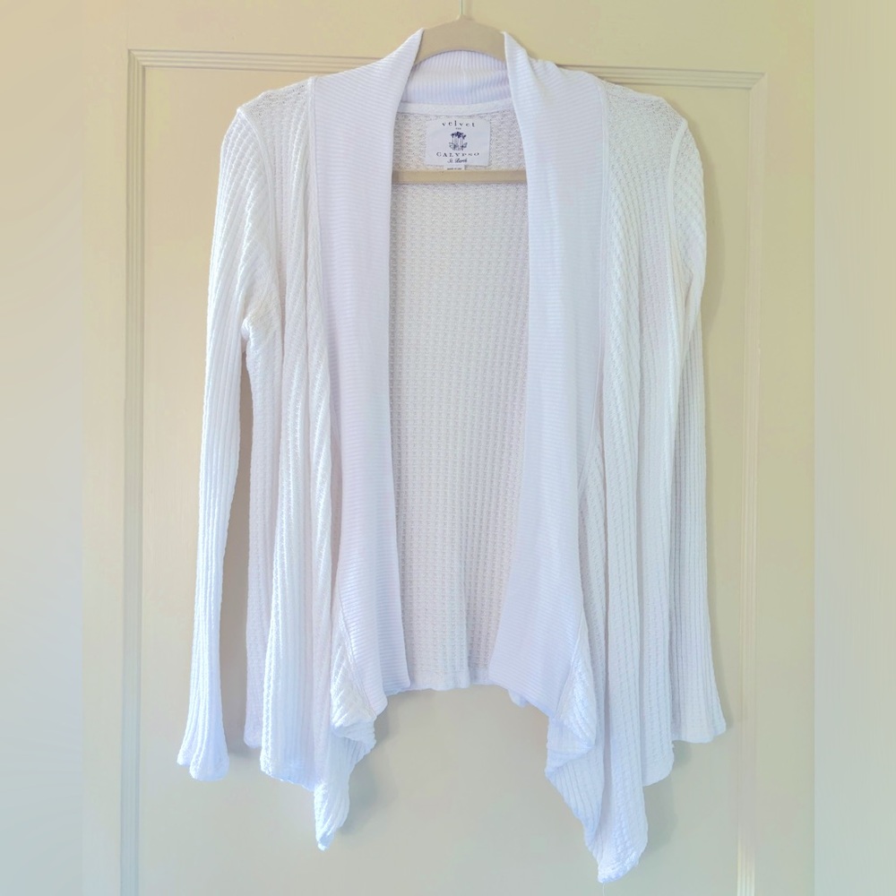 Velvet for Calypso St Barts: true white open cardigan. NWOT